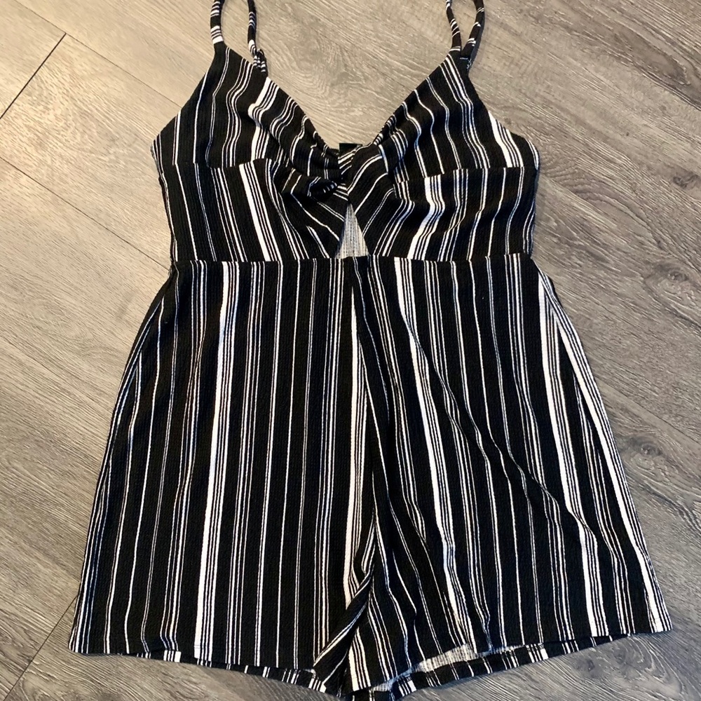 Striped romper with cut out detail